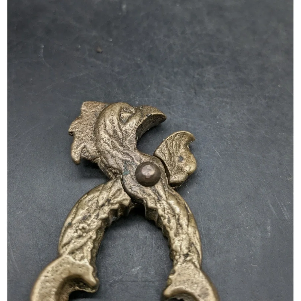 Vintage Solid Brass Rooster Head Nutcracker Ornate Griffin Bird Design Farmhouse